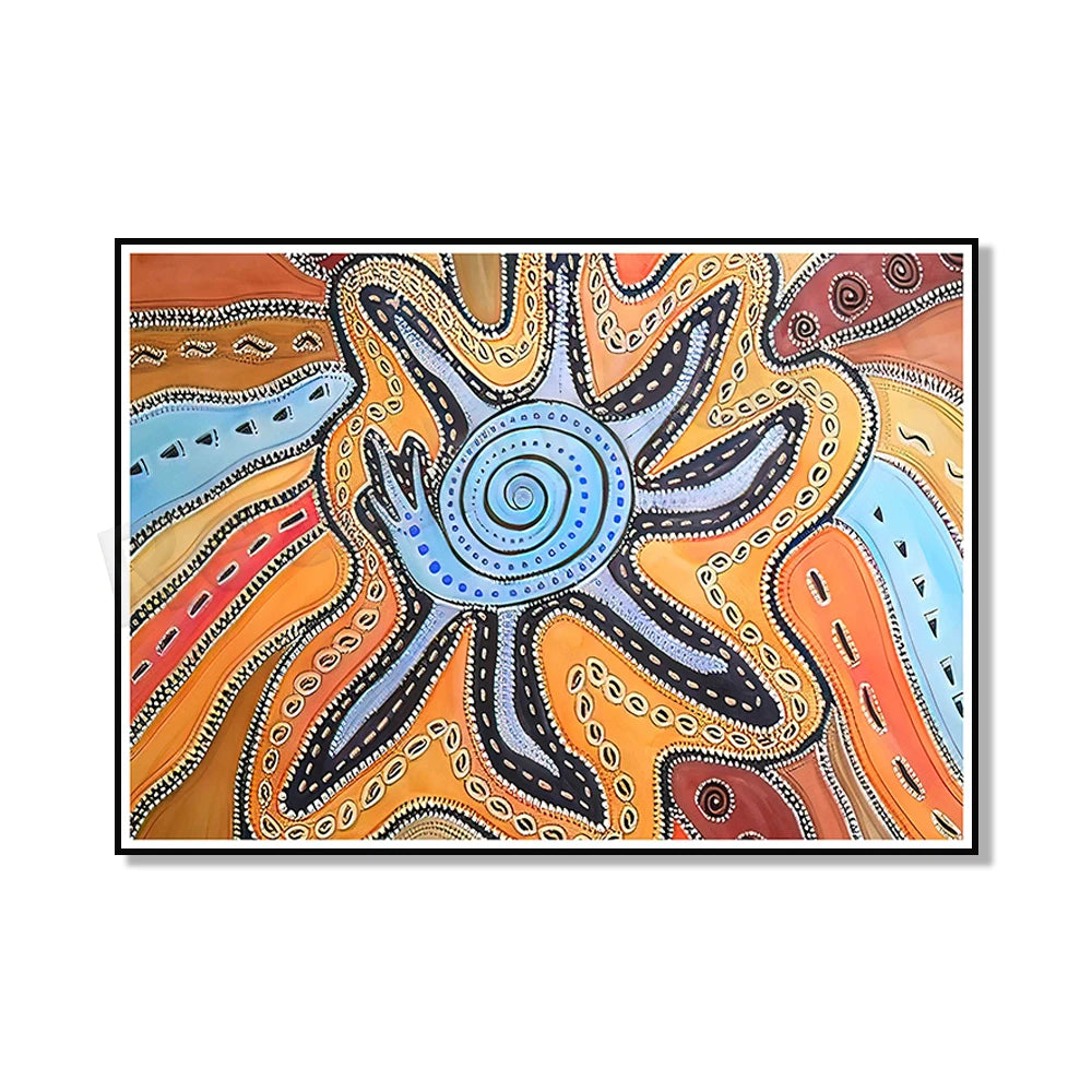 Aboriginal Art Print – Geometric Canvas Poster for Home & Living Room Decor