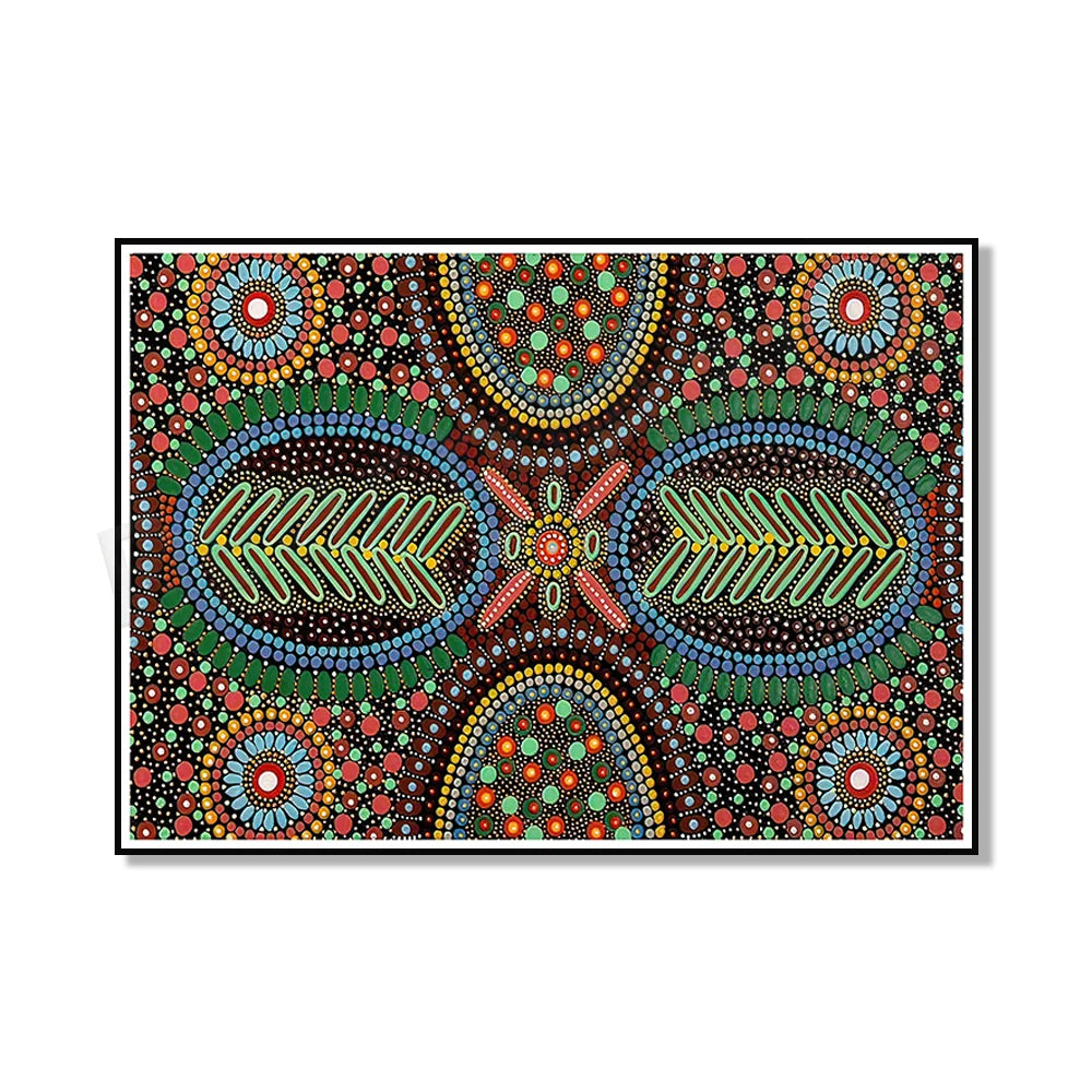 Aboriginal Art Canvas Print – Geometric Design, Abstract Spray Painting for Home Décor