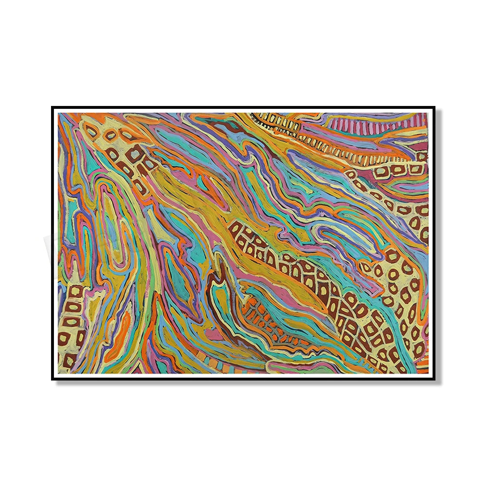 Aboriginal Art Canvas Print – Geometric Design, Abstract Spray Painting for Home Décor