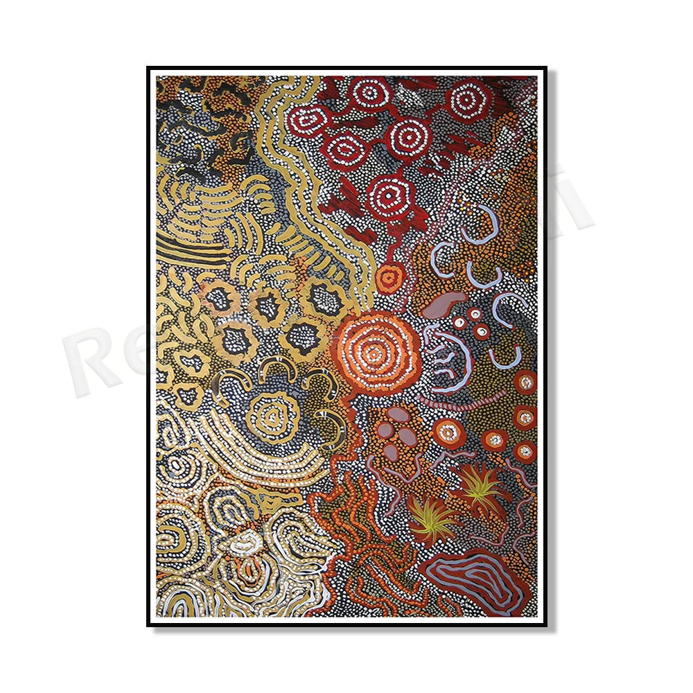 Aboriginal Art Print – Geometric Canvas Poster for Home & Living Room Decor