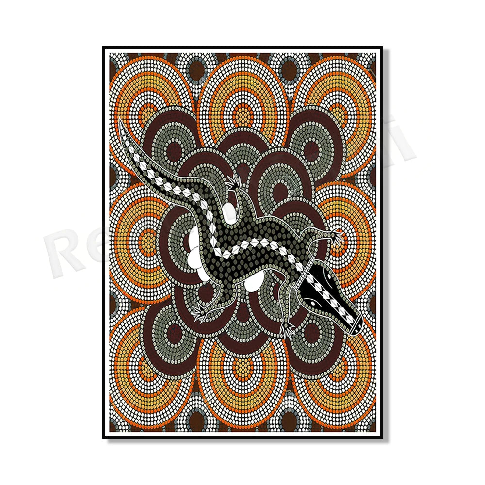 Aboriginal Art Print – Geometric Canvas Poster for Home & Living Room Decor