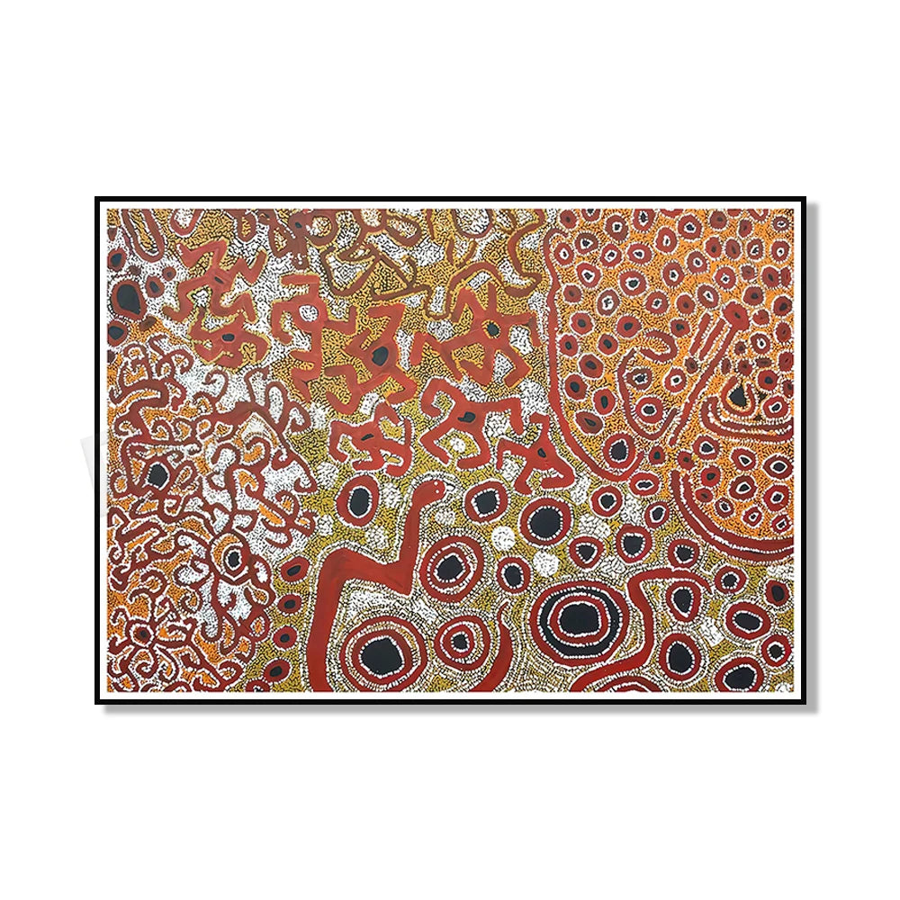 Aboriginal Art Canvas Print – Geometric Design, Abstract Spray Painting for Home Décor