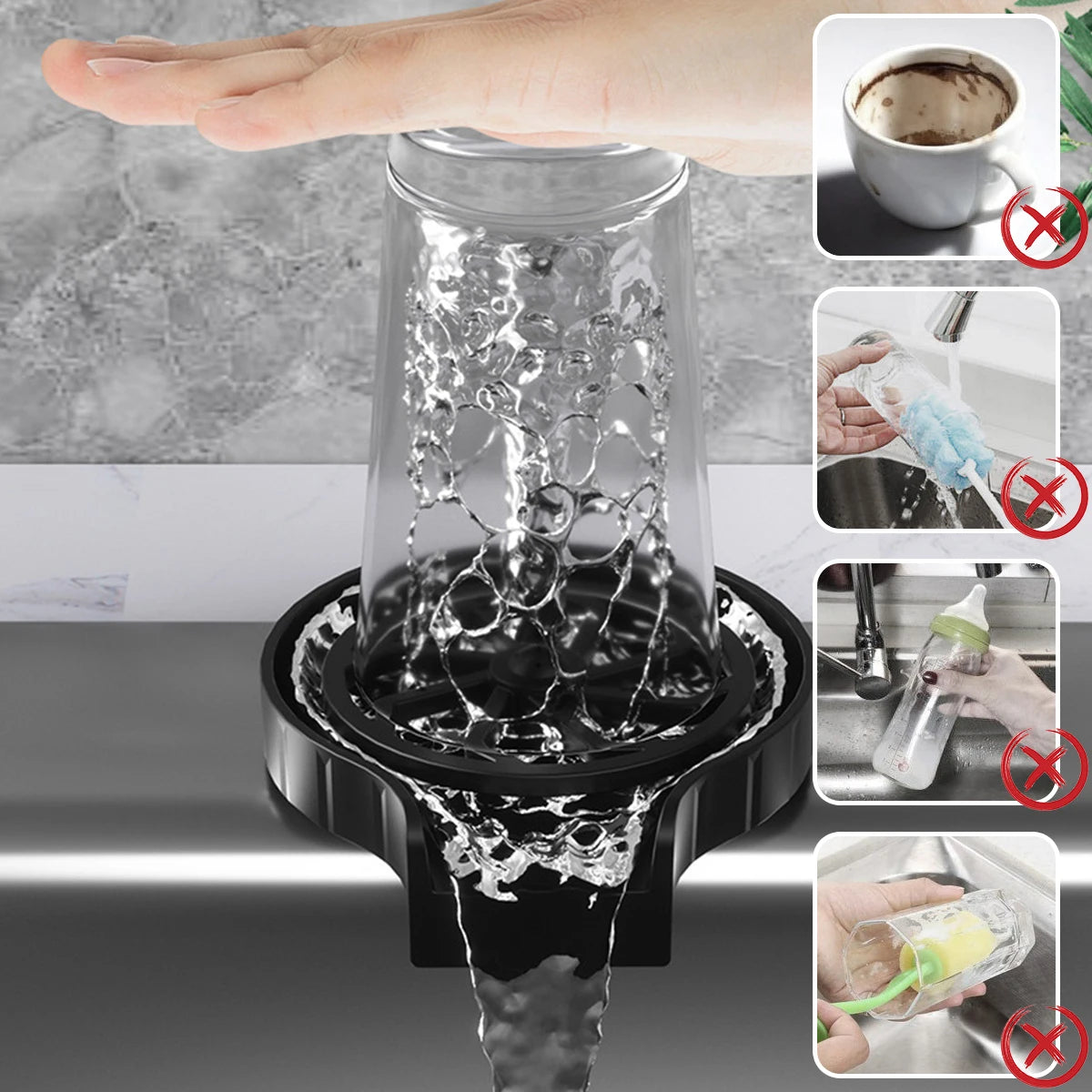 Faucet Glass Rinser Cup Cleaner – Automatic Bar & Kitchen Glass Washe