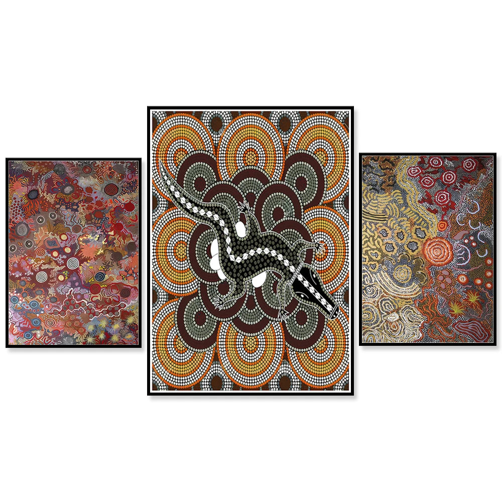 Aboriginal Art Canvas Print – Geometric Design, Abstract Spray Painting for Home Décor