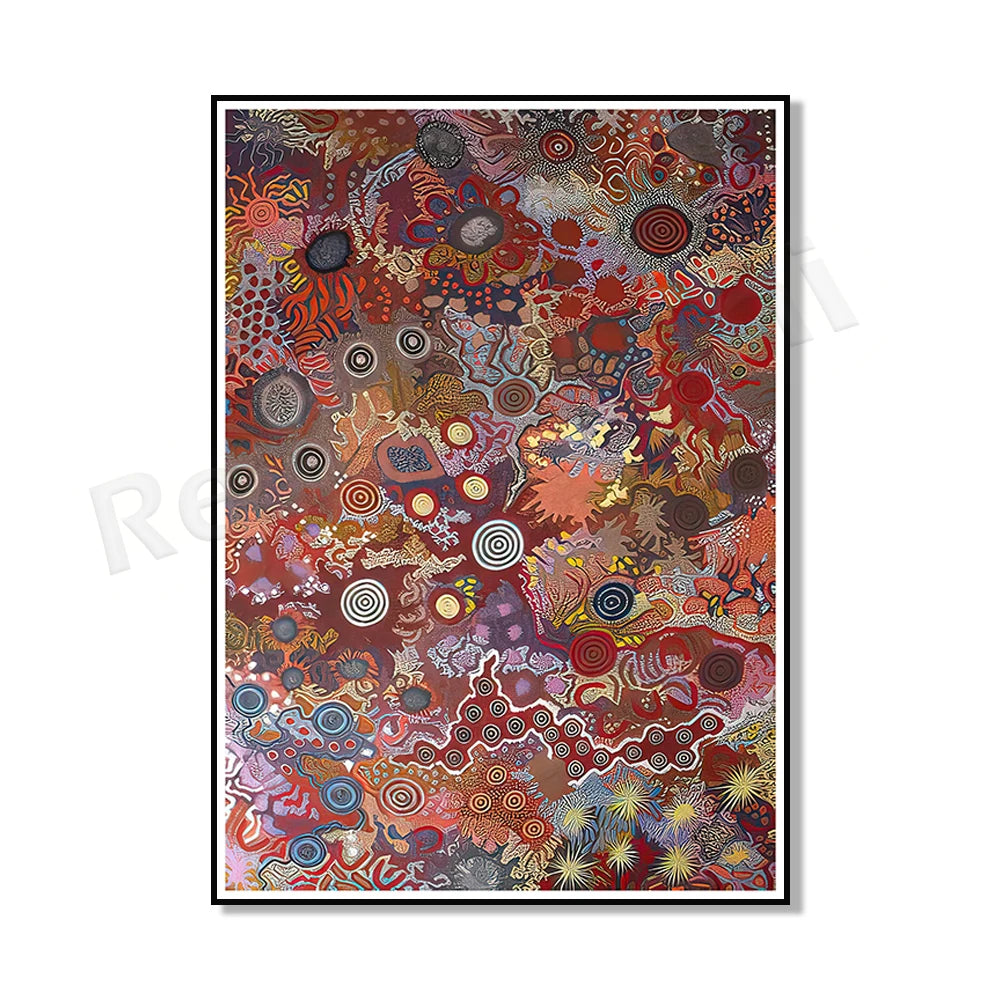 Aboriginal Art Canvas Print – Geometric Design, Abstract Spray Painting for Home Décor