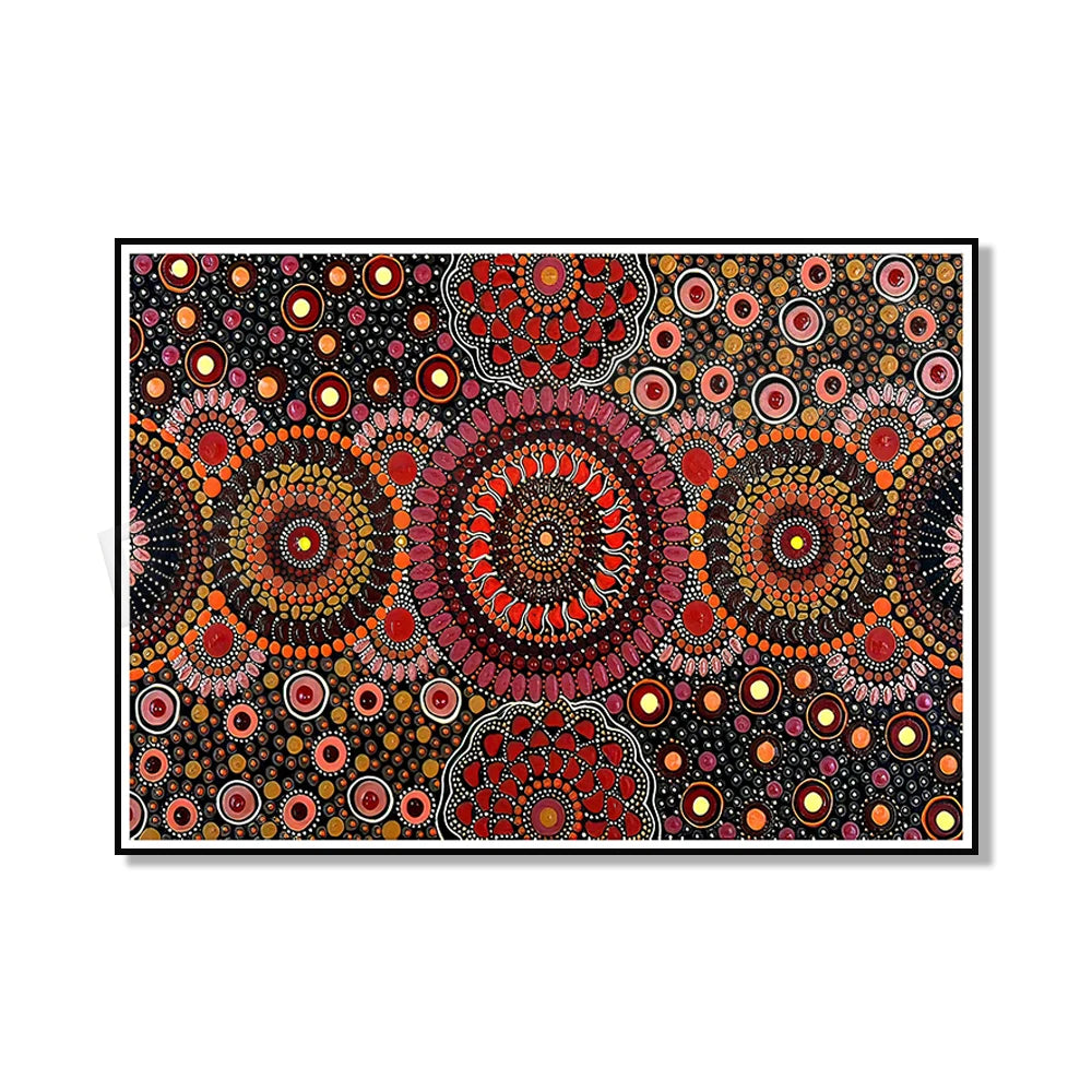 Aboriginal Art Canvas Print – Geometric Design, Abstract Spray Painting for Home Décor