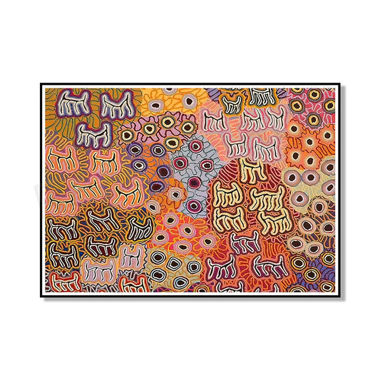 Aboriginal Art Canvas Print – Geometric Design, Abstract Spray Painting for Home Décor