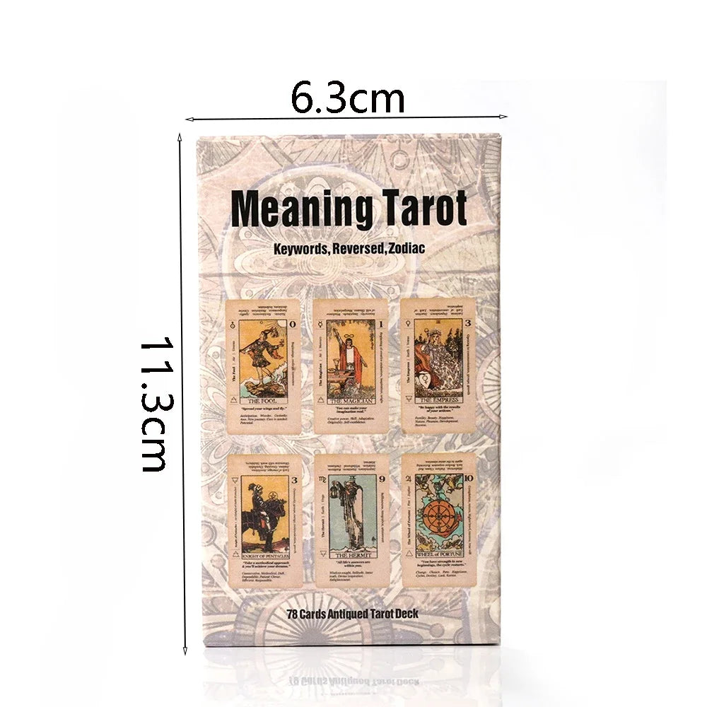 Beginner’s Meaning Tarot Deck – 78 Cards with Keywords & Interpretations, Antiqued Style