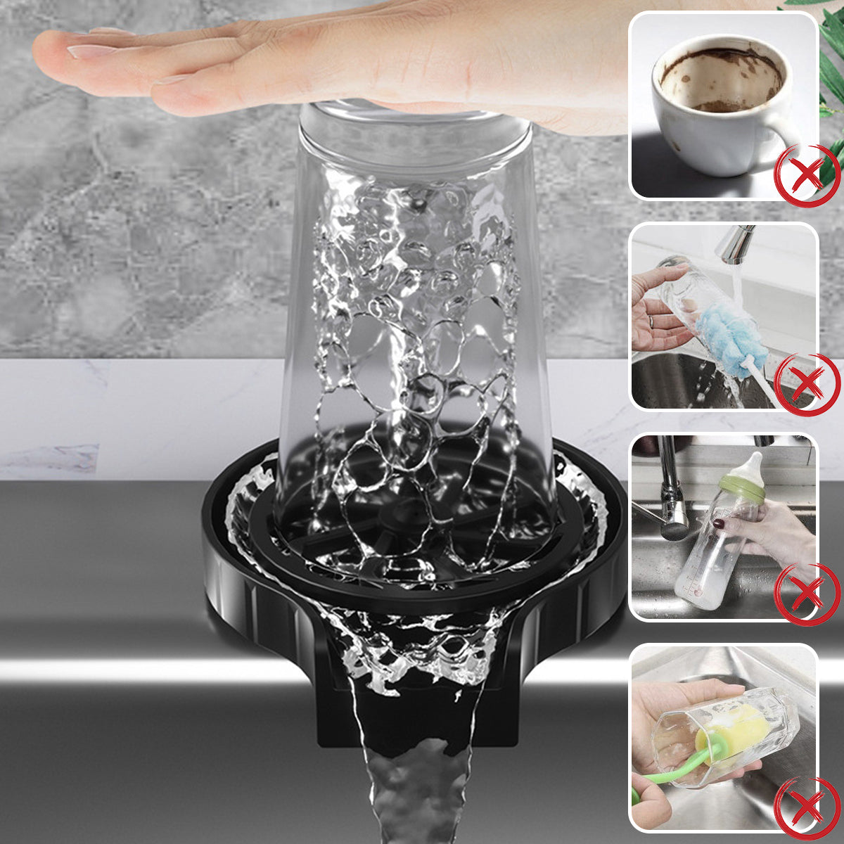 Faucet Glass Rinser Cup Cleaner – Automatic Bar & Kitchen Glass Washe